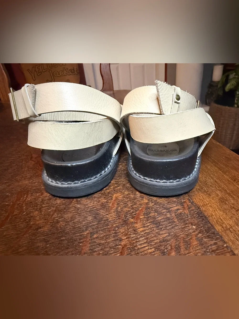 The Bali Tailor Leni Leather Gladiator Sandals Bone Black Size 37